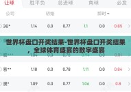 世界杯盘口开奖结果-世界杯盘口开奖结果，全球体育盛宴的数字盛宴