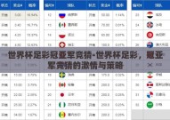 世界杯足彩冠亚军竞猜-世界杯足彩，冠亚军竞猜的激情与策略