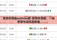 世界杯竞猜as83me抠-世界杯竞猜，一场智慧与运气的较量