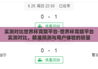 实测对比世界杯竞猜平台-世界杯竞猜平台实测对比，精准预测与用户体验的较量