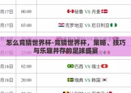 怎么竞猜世界杯-竞猜世界杯，策略、技巧与乐趣并存的足球盛宴
