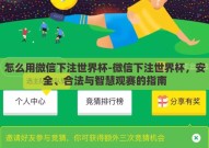 怎么用微信下注世界杯-微信下注世界杯，安全、合法与智慧观赛的指南