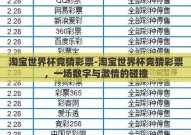 淘宝世界杯竞猜彩票-淘宝世界杯竞猜彩票，一场数字与激情的碰撞
