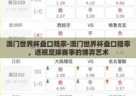 澳门世界杯盘口赔率-澳门世界杯盘口赔率，透视足球赛事的博弈艺术