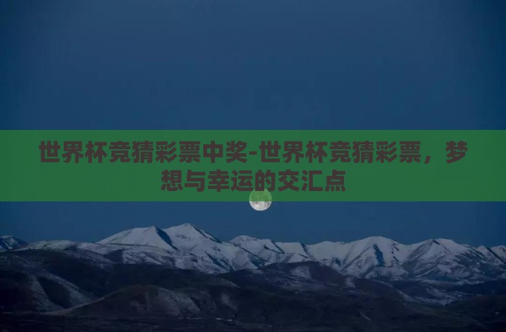世界杯竞猜彩票中奖-世界杯竞猜彩票，梦想与幸运的交汇点