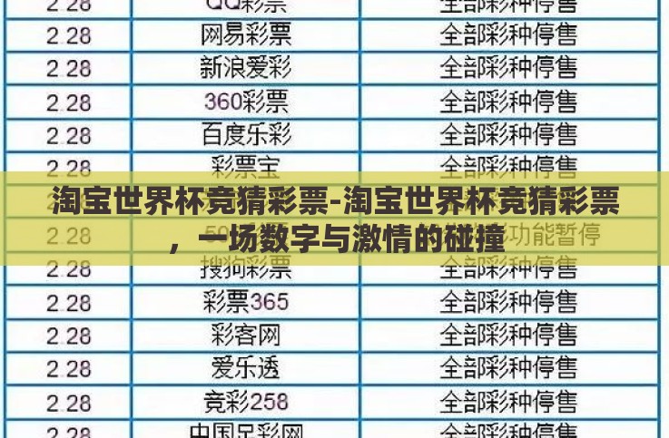 淘宝世界杯竞猜彩票-淘宝世界杯竞猜彩票，一场数字与激情的碰撞