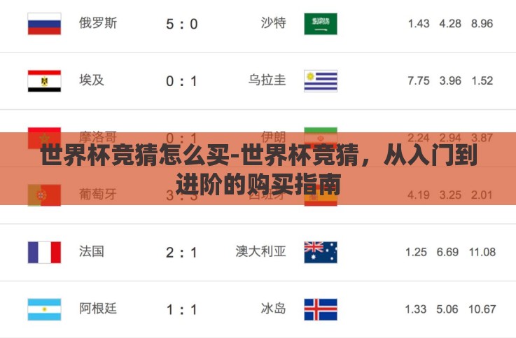 世界杯竞猜怎么买-世界杯竞猜,从入门到进阶的购买指南 世界杯竞猜怎么买-世界杯竞猜,从入门到进阶的购买指南