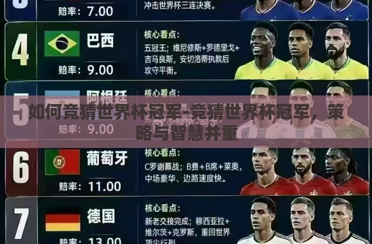 如何竞猜世界杯冠军-竞猜世界杯冠军，策略与智慧并重