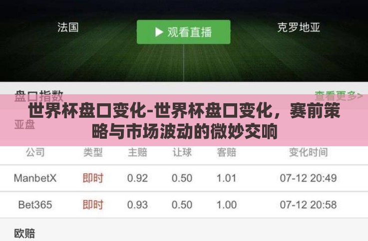 世界杯盘口变化-世界杯盘口变化，赛前策略与市场波动的微妙交响