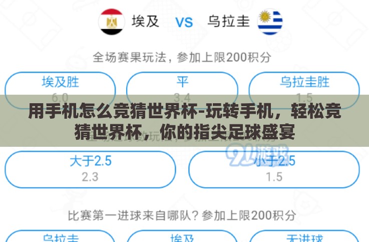 用手机怎么竞猜世界杯-玩转手机,轻松竞猜世界杯,你的指尖足球盛宴 用手机怎么竞猜世界杯-玩转手机,轻松竞猜世界杯,你的指尖足球盛宴