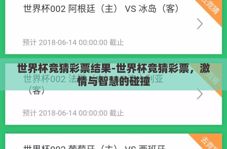 世界杯竞猜彩票结果-世界杯竞猜彩票，激情与智慧的碰撞
