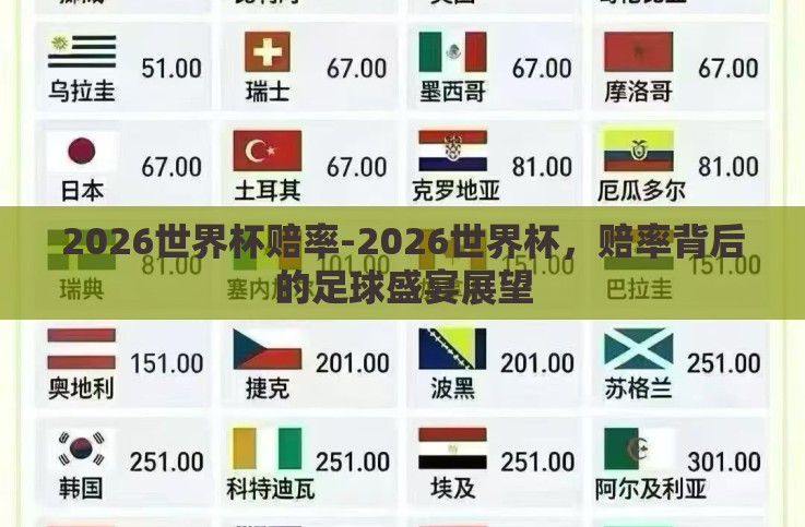 2026世界杯赔率-2026世界杯，赔率背后的足球盛宴展望
