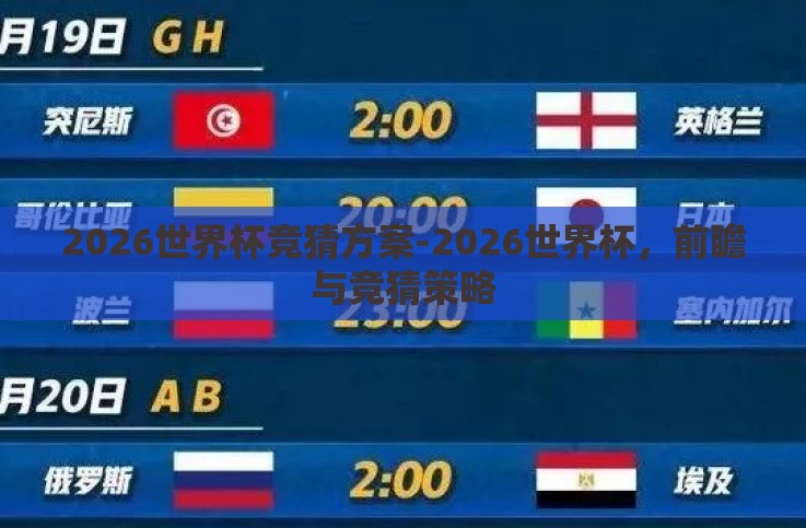 2026世界杯竞猜方案-2026世界杯,前瞻与竞猜策略 2026世界杯竞猜方案-2026世界杯,前瞻与竞猜策略
