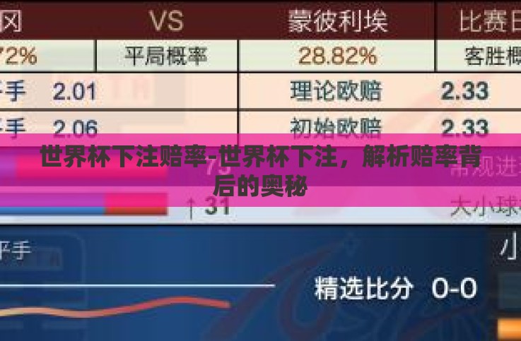 世界杯下注赔率-世界杯下注,解析赔率背后的奥秘 世界杯下注赔率-世界杯下注,解析赔率背后的奥秘